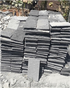 Black Candi Andesite Split Wall Tiles, Indonesia Black Andesite