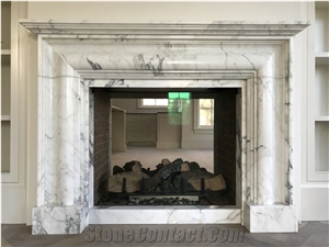 Custom Designed Hand Cut/Carved Marble Fireplace Surround