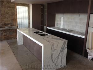 Calacatta Marble Kitchen Island Top, Perimeter Top