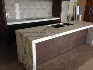 Calacatta Marble Kitchen Island Top, Perimeter Top