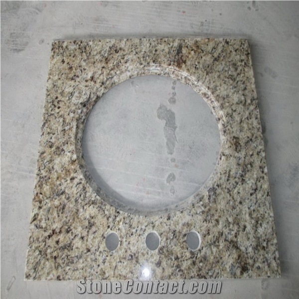 Bathroom Vanity Tops with Sinks in Yellow Granite