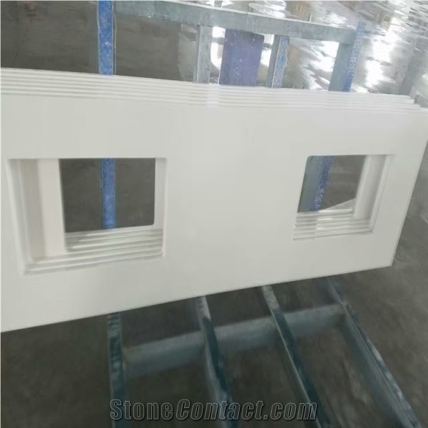 Sparkling Artificial Quartz Countertop Double Sink