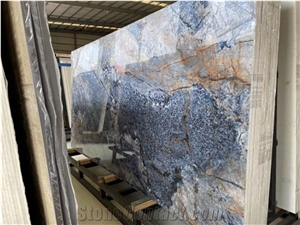Azul Bahia Artificial Granite Sintered Slab Wall Matched