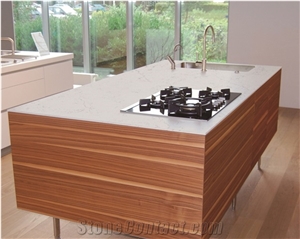 White Carrara Quartz Kitchen Countertops
