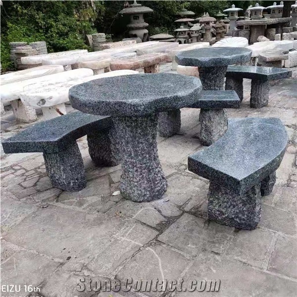 Outdoor Furniture Garden Granite Table and Benches