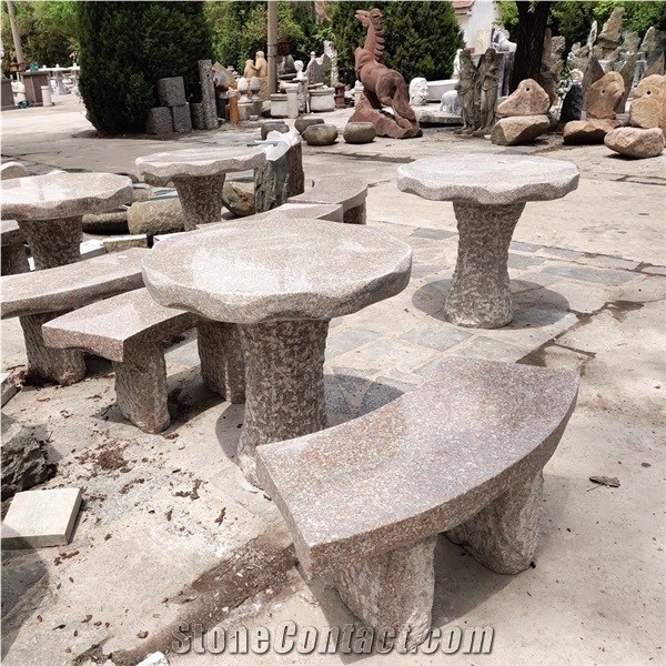 Outdoor Furniture Garden Granite Table and Benches