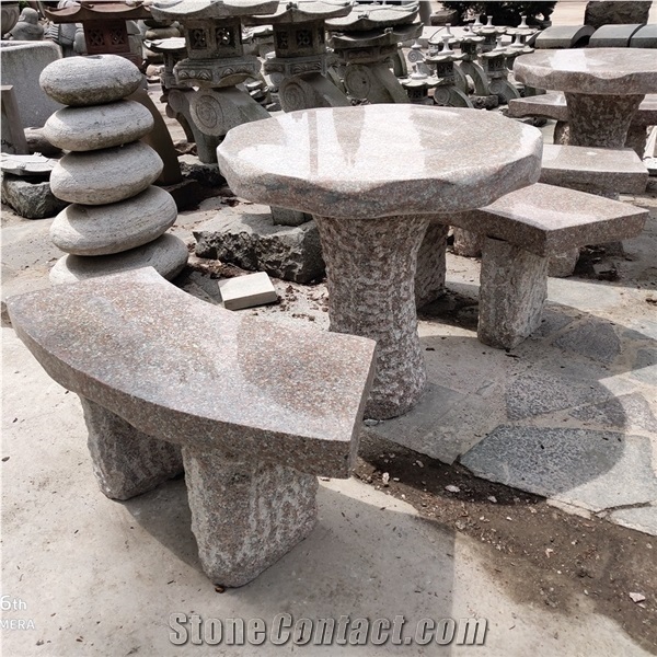 Outdoor Furniture Garden Granite Table and Benches