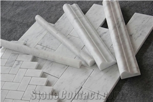 Carrara White Marble,Pencil Round Trim Border Lines,Polished