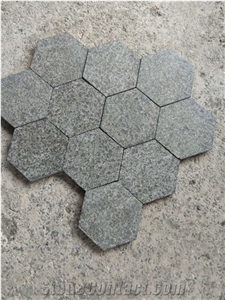 G684 Hexagonal Pavers, Chinese Dark Flagstone Flamed Surface