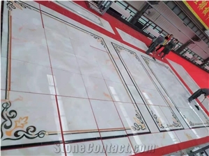 White Onyx Medallion Flooring Tiles for Interior Design