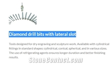 Diamond Drill Bits with Lateral Slot for Dry Engraving and Sculpture Work Diamond Drill Bits with Lateral Slot for Dry Engraving and Sculpture Work