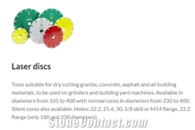 Laser Discs Tools Suitable for Dry Cutting Granite, Concrete