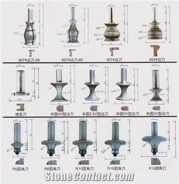 Quartz Stone Profiling Tools, Edge Router Bits