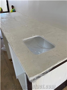 Bianco Drift Quartz Engineer Countertop Worktop Island