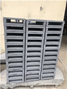 Grey and Black Basalt Tiles, Slabs, Honed Surface