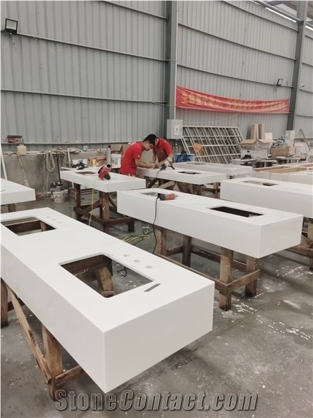 Pure White Nano Crystallized Countertop Island Top
