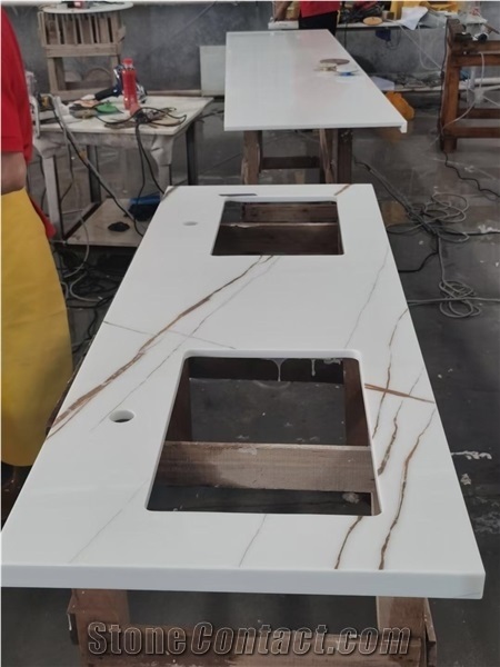 Pure White Nano Crystallized Countertop Island Top