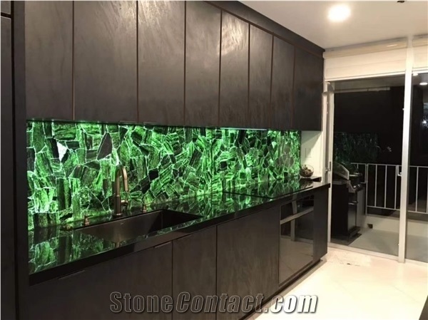 Green Semi Precious Stone Big Slab,Green Gemstone for Kitchen