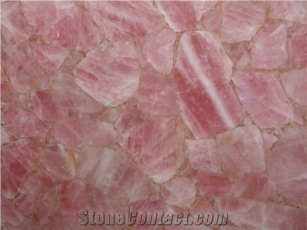 Rose Pink Quartz Stone Slab,Backlit Pink Agate Stone