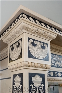 French Beige Marble Fireplace