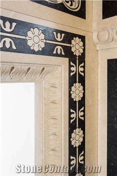 French Beige Marble Fireplace