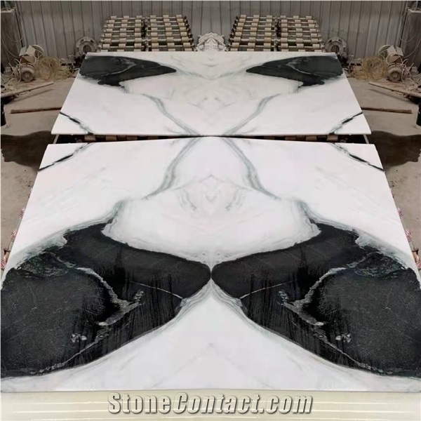 China Panda White Marble Polished Wall Tiles & Big Slabs