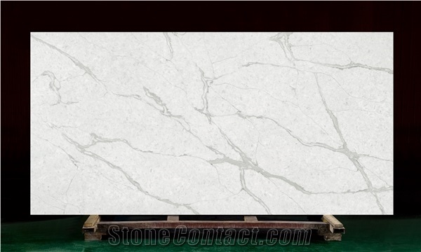 New Design Calacatta White Quartz Stone Slab for Countertop
