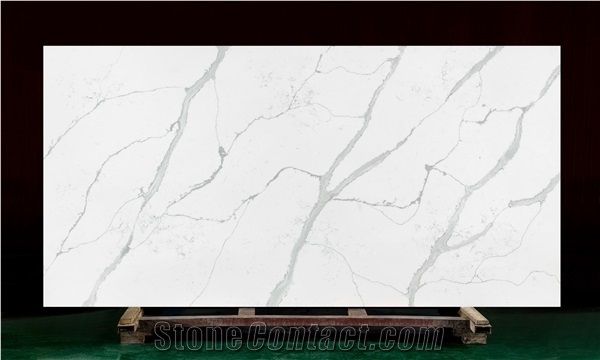 New Design Calacatta White Quartz Stone Slab for Countertop
