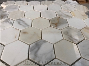 Calacatta Gold Marble 2" Hexagon Mosaic