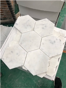 Calacatta Gold Marble 5" Hexagon Mosaic Tile