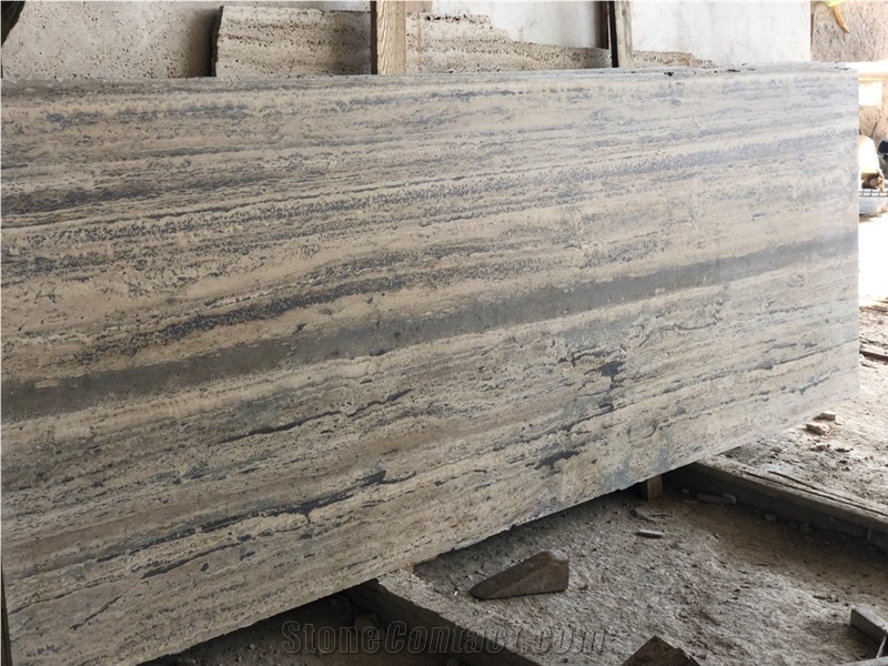 Roman Travertine Silver Alga Longarina Travertine Blocks