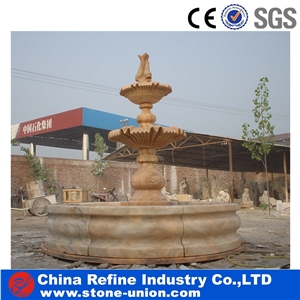 Beige Limestone Hand Carving Sculptured Water Fountains