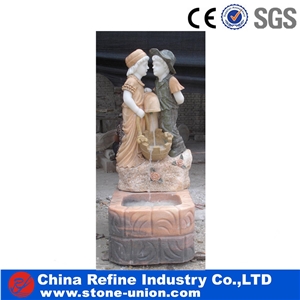 Beige Limestone Surround Sculptured Garden Fountains