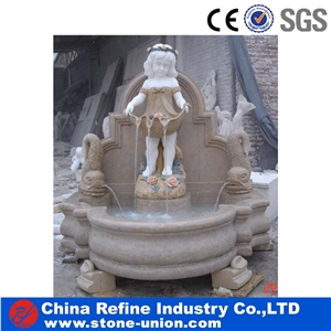 Beige Limestone Surround Sculptured Garden Fountains