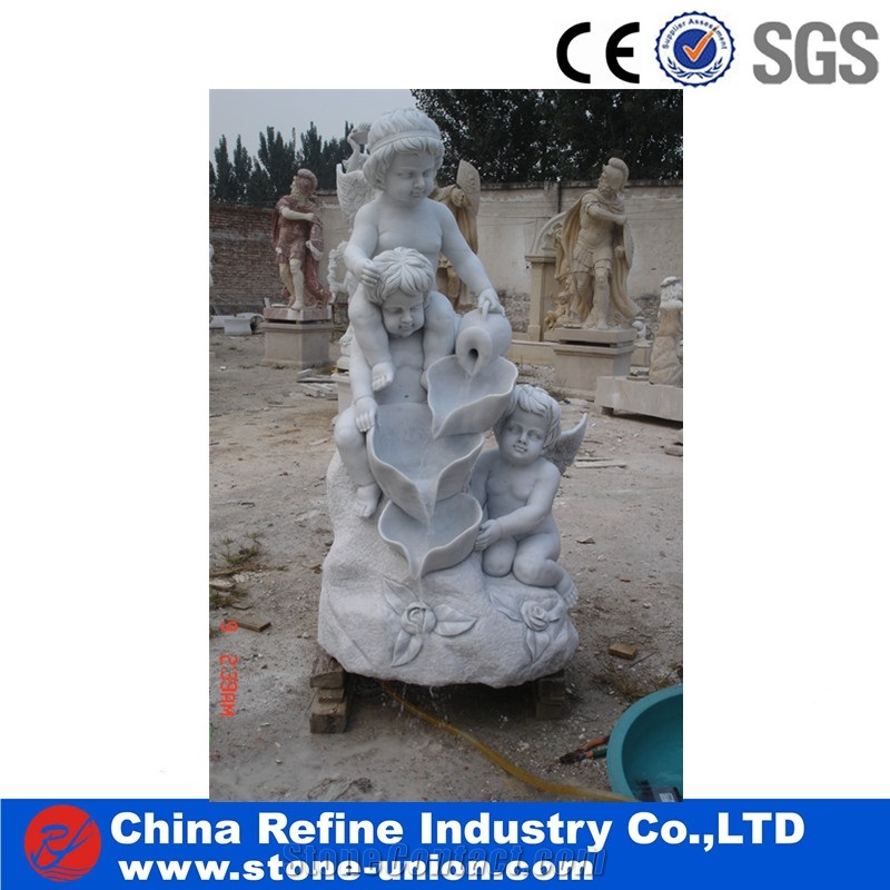 Beige Limestone Surround Sculptured Garden Fountains