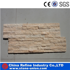 Beige Quartzite Wall Cladding Panel,Stacked Veneer Stone