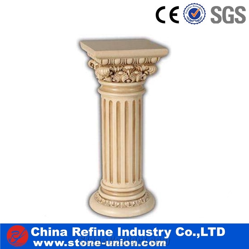 Beige White Limestone Roman Columns,Customized Pillars