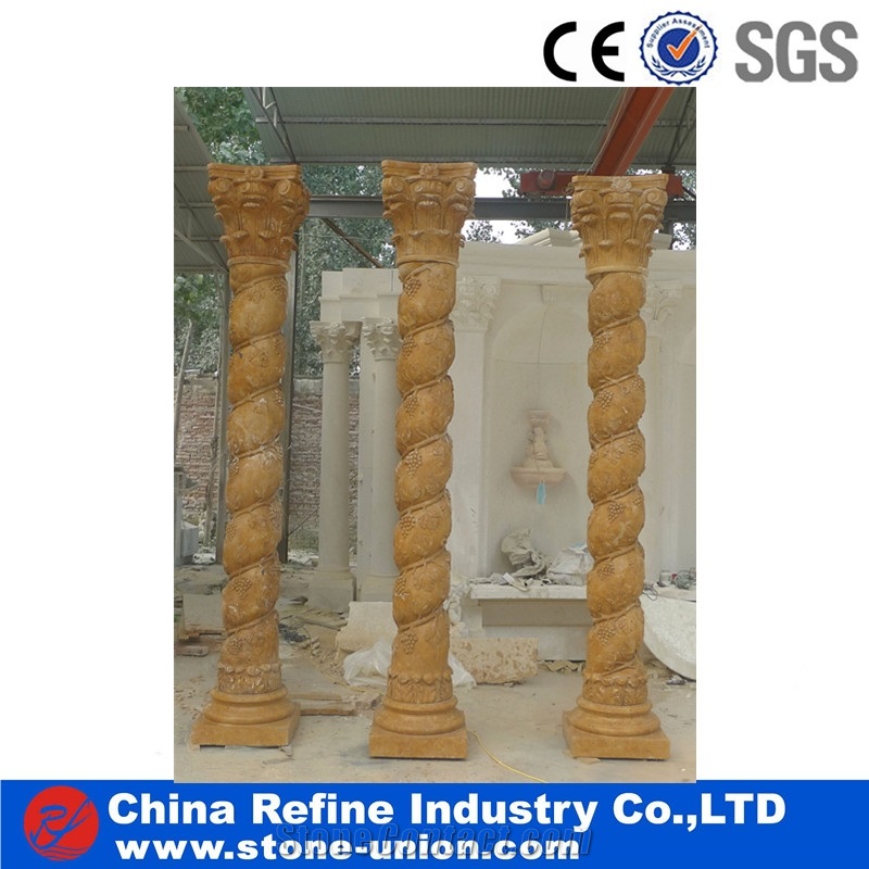 Beige White Limestone Roman Columns,Customized Pillars