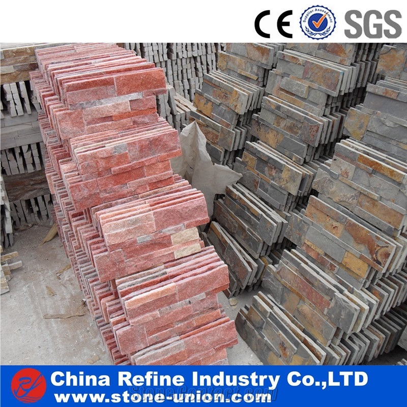 China Pink Quartzite Cultured Stone,Wall Cladding Veneer