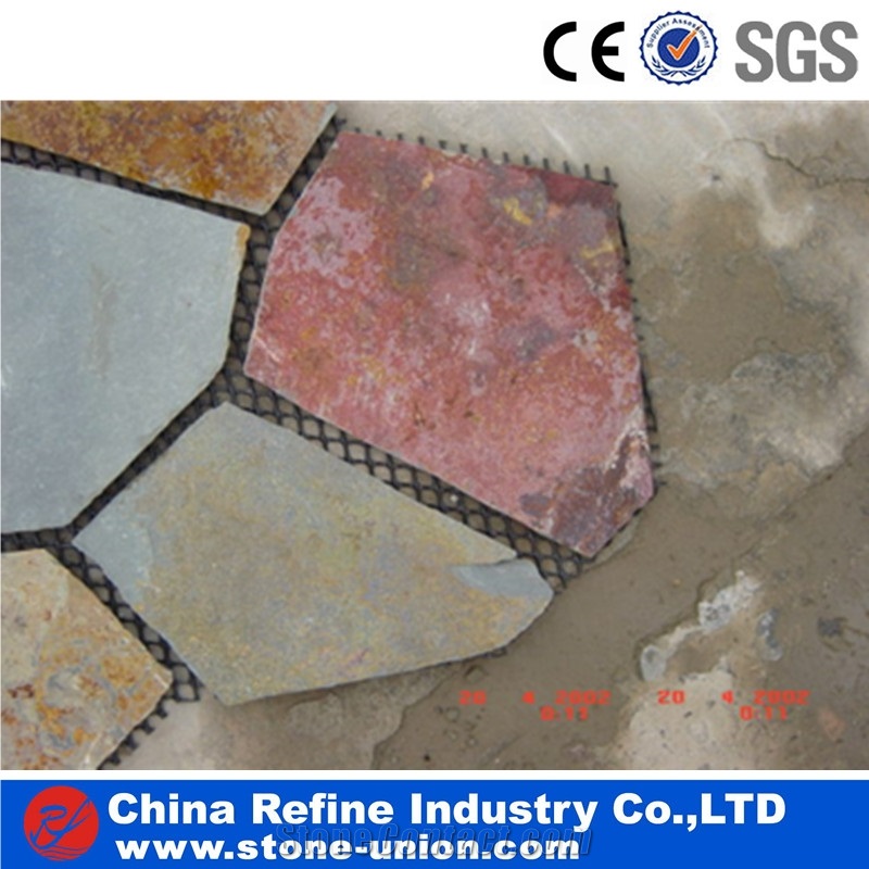 China Pink Sandstone Paving Stone Tiles,Irregular Flagstone