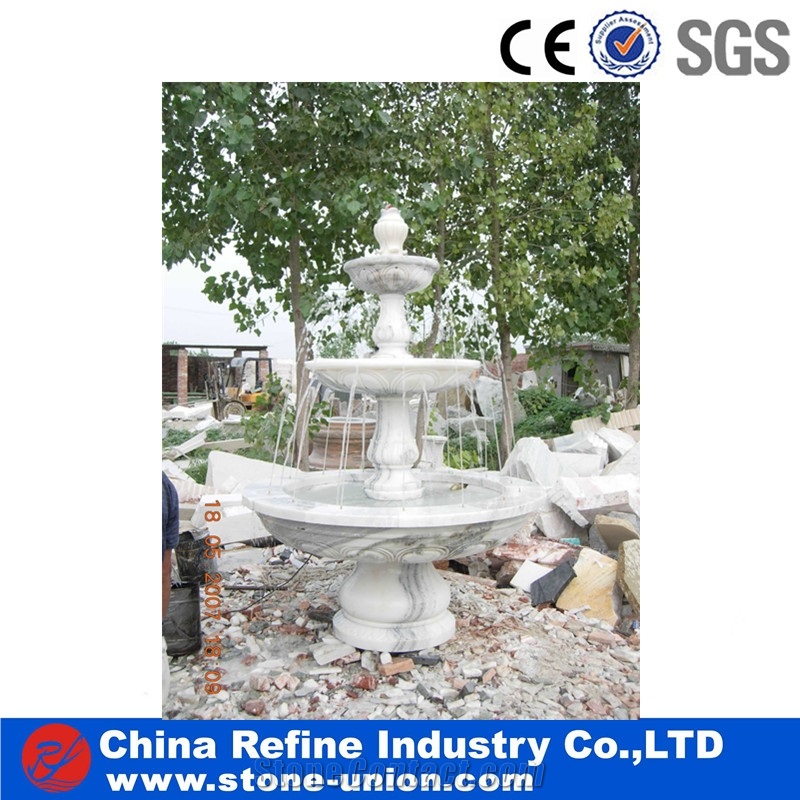 Chinese Pure White Marble Fountains,Hand Carving Fountains