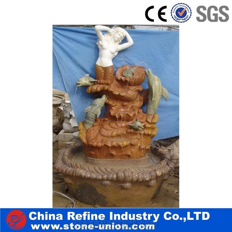 Chinese Pure White Marble Fountains,Hand Carving Fountains