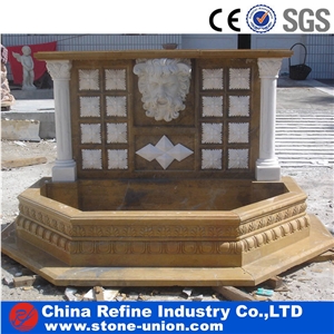 Chinese Yellow Limestone Statue Wall Mounted Water Features Chinese Yellow Limestone Statue Wall Mounted Water Features