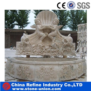 Chinese Yellow Limestone Statue Wall Mounted Water Features