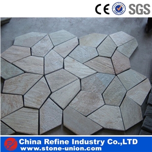 Chinese Yellow Wooden P014 Slate Random Flagstone Paving