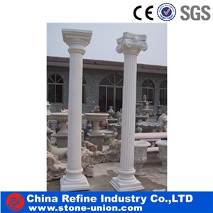 Columns Hand Carving Products, Pure White Marble Pillars