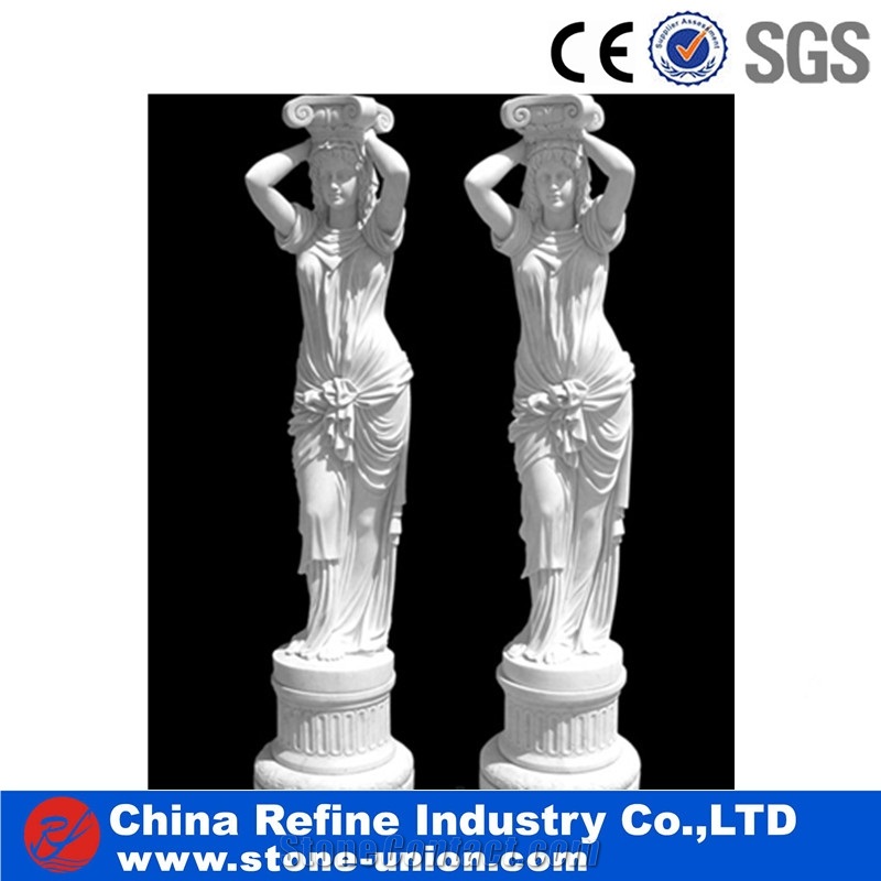 Columns Hand Carving Products, Pure White Marble Pillars