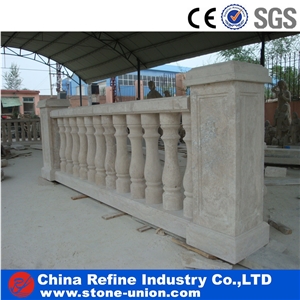 Customized Beige Limestone Staircase Pillars Railings