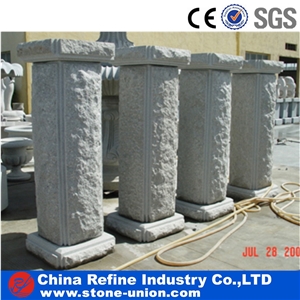 G603 Bianco Crystal Gray Granite Bush Hammered Columns