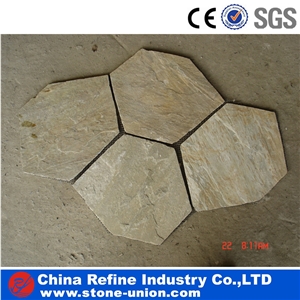 Golden Yellow Wooden Slate Paving Flagstone Covering Tiles